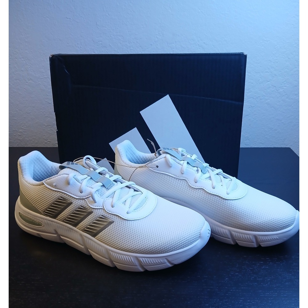 Adidas Cloudfoam Flex Laces Womens Running Shoes White Silver JS4891 Size 11
